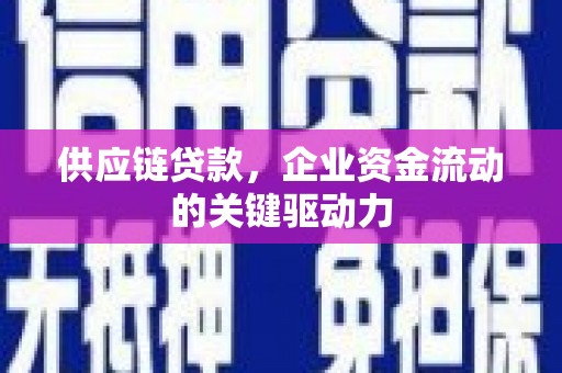 龙岗供应链贷款，企业资金流动的关键驱动力