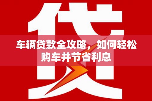 龙岗车辆贷款全攻略，如何轻松购车并节省利息