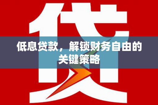 龙岗低息贷款，解锁财务自由的关键策略