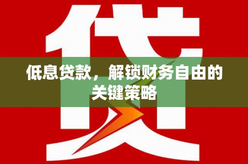 龙岗低息贷款，解锁财务自由的关键策略