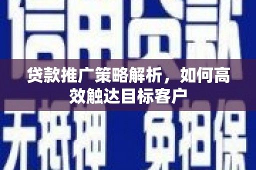 龙岗贷款推广策略解析，如何高效触达目标客户