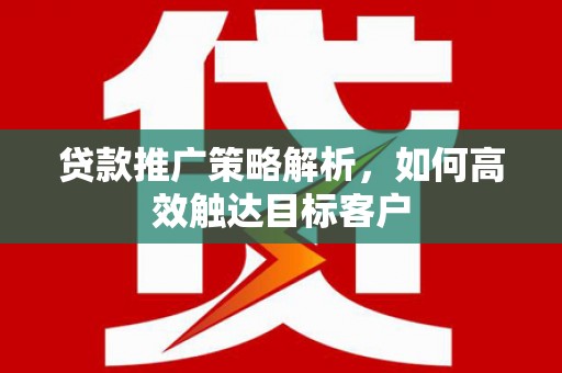 龙岗贷款推广策略解析，如何高效触达目标客户