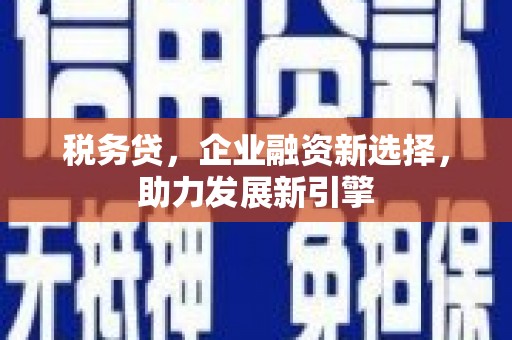 龙岗税务贷，企业融资新选择，助力发展新引擎