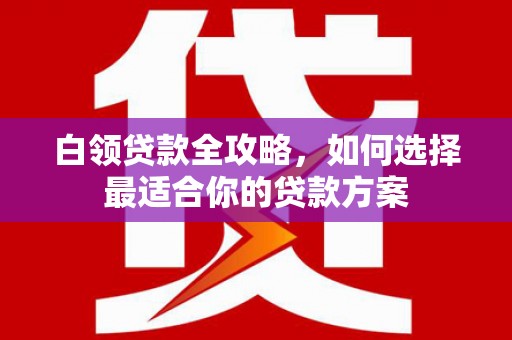 龙岗白领贷款全攻略，如何选择最适合你的贷款方案